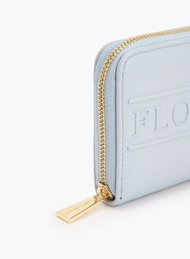 Flora Bella By Shoexpress BLUE Logo Textured Zip Around School Wallet - 19x2.5x9.5 CM for Women | Best Price UAE
